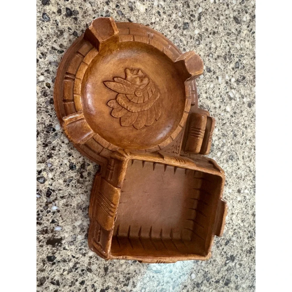VTG Burwood Native American Chief Smoker's Tray Ashtray Caddy MCM USA TAGS EUC
